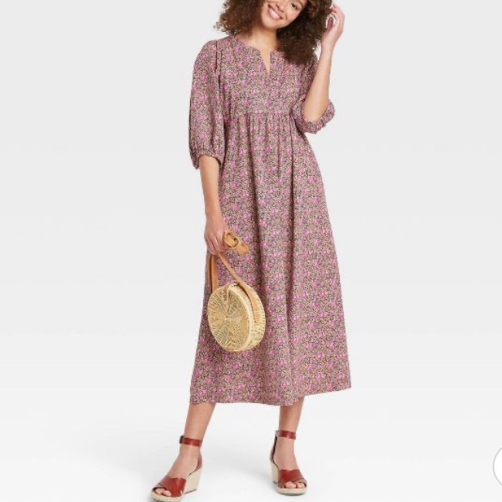 EUC- Universal Thread Women's Floral Balloon Long Sleeve Dress